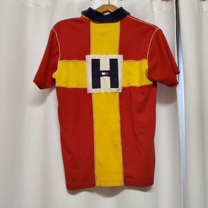 Vintage 90s y2k Big H Tommy Hilfiger Colorblock Bold‎ Polo Shirt Men's Medium